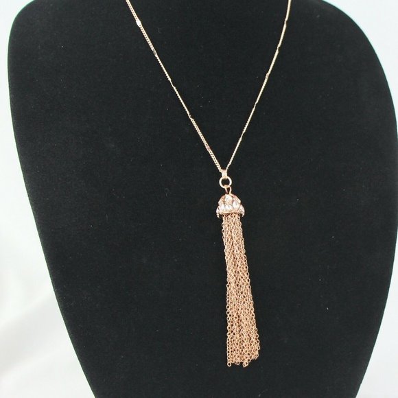 LC Lauren Conrad 32-35" Long Copper-Tone Necklace with Rhinestone Tassel